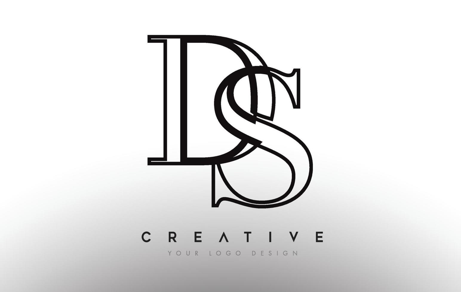 Concepto de icono de logotipo de diseño de letra ds ds con fuente serif y vector de apariencia de estilo elegante clásico