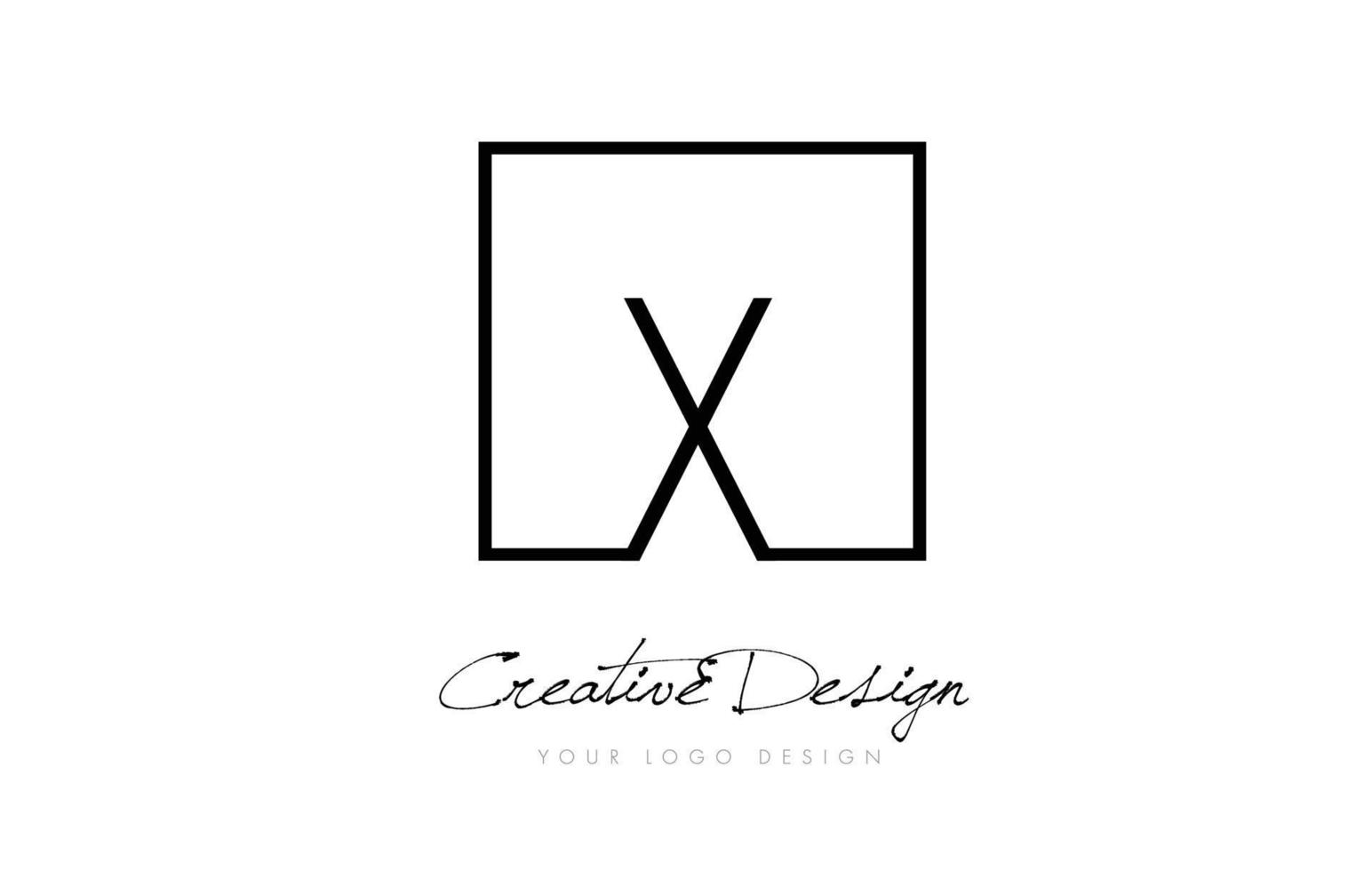 X Square Frame Letter Logo Design with Black and White Colors. vector