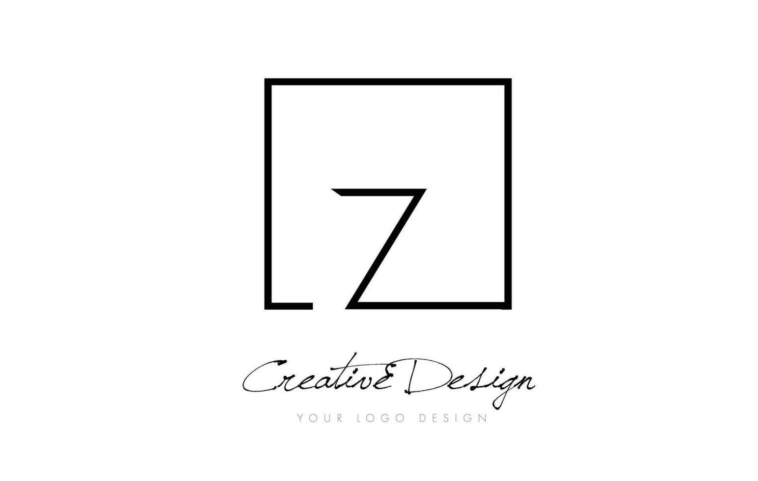 Diseño de logotipo de letra de marco cuadrado z con colores blanco y negro. vector