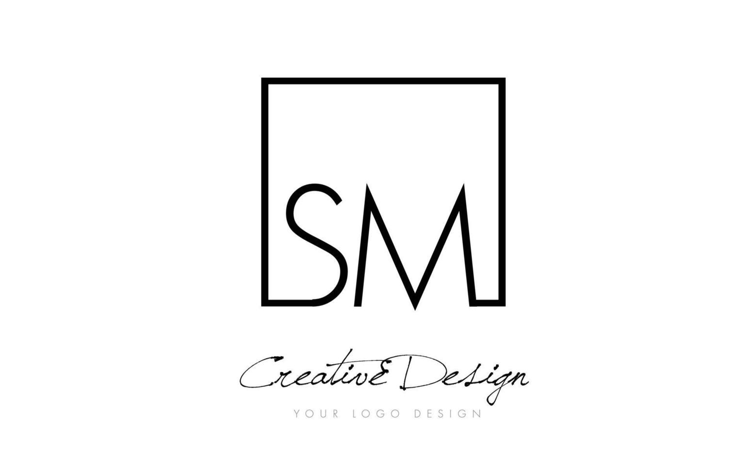 SM Square Frame Letter Logo Design with Black and White Colors. vector