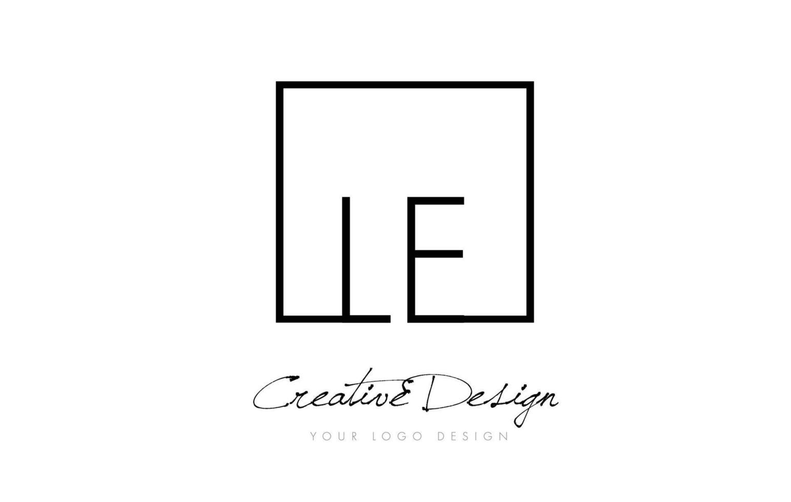 Diseño de logotipo de letra de marco cuadrado le con colores blanco y negro. vector