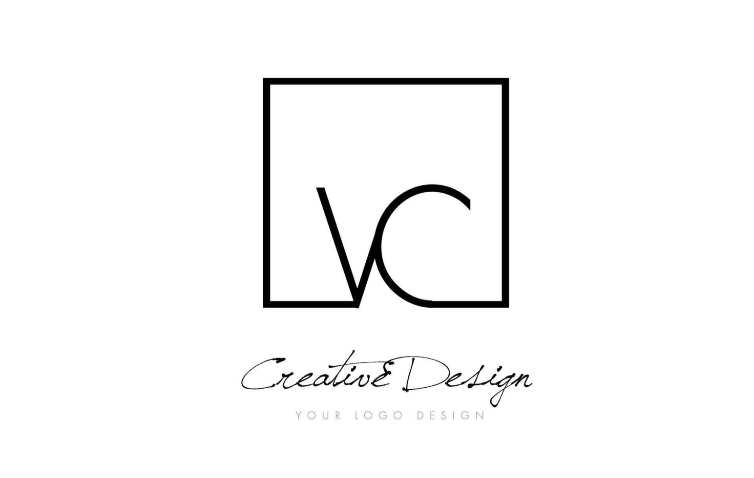 VC Square Frame Letter Logo Design with Black and White Colors. vector