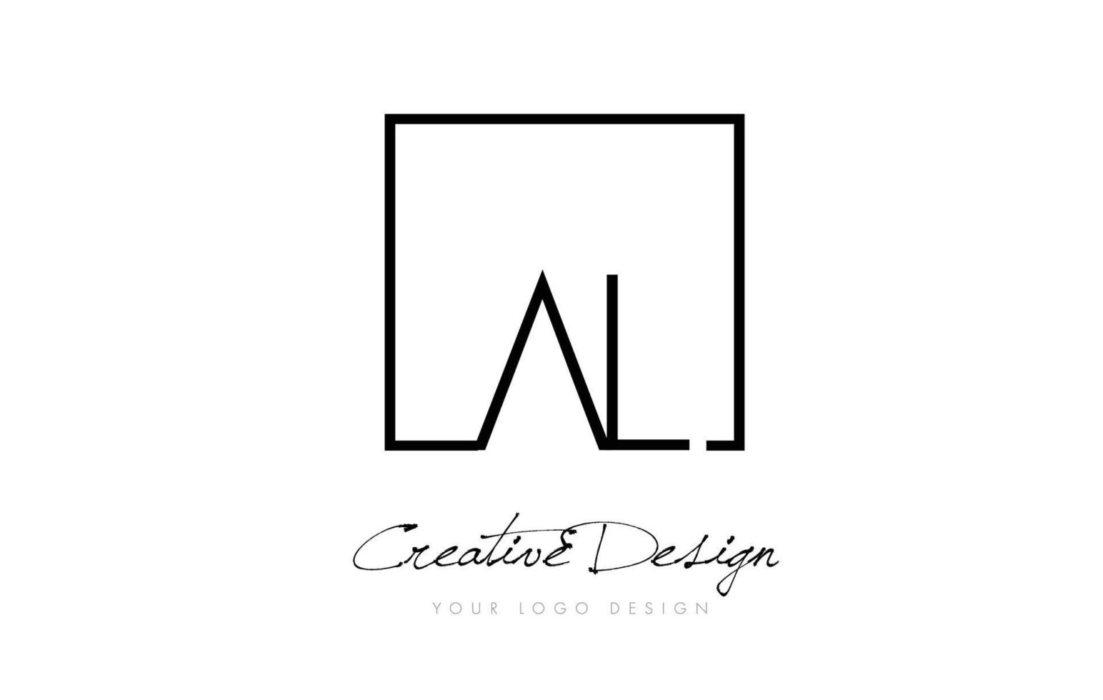 Diseño de logotipo de letra de marco cuadrado al con colores blanco y negro. vector