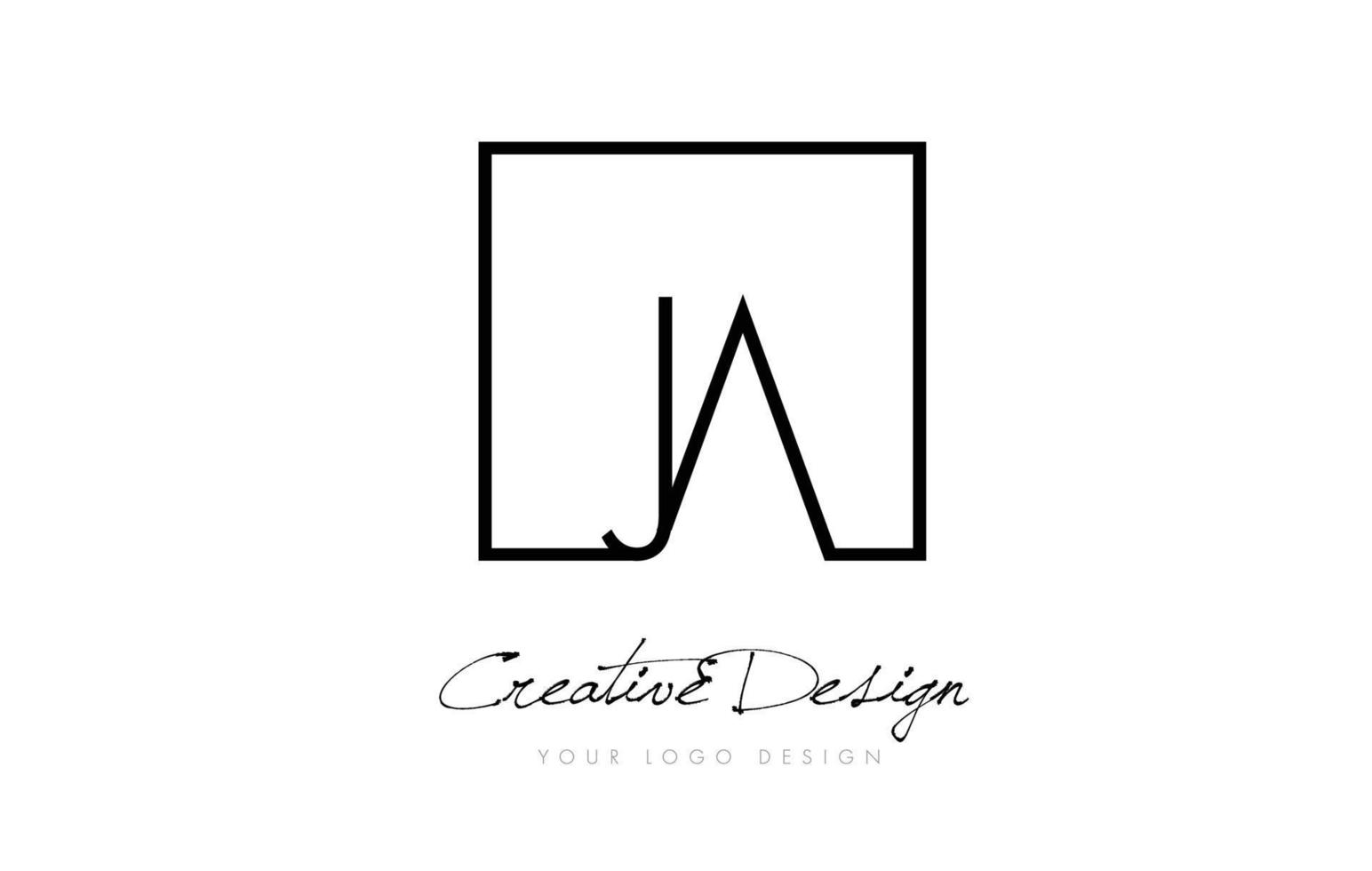 JA Square Frame Letter Logo Design with Black and White Colors. vector