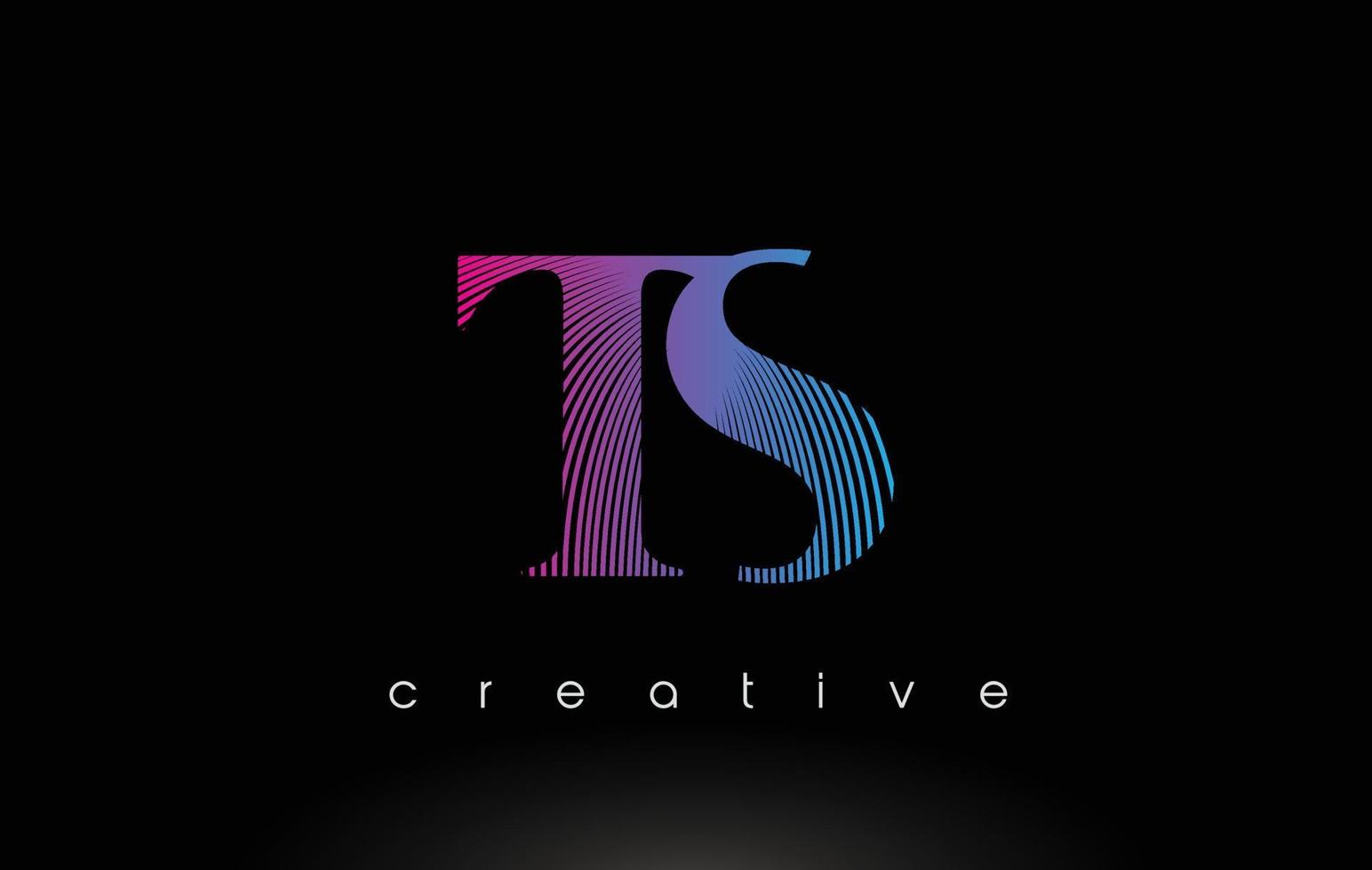 TS Logo Design With Multiple Lines and Purple Blue Colors. vector