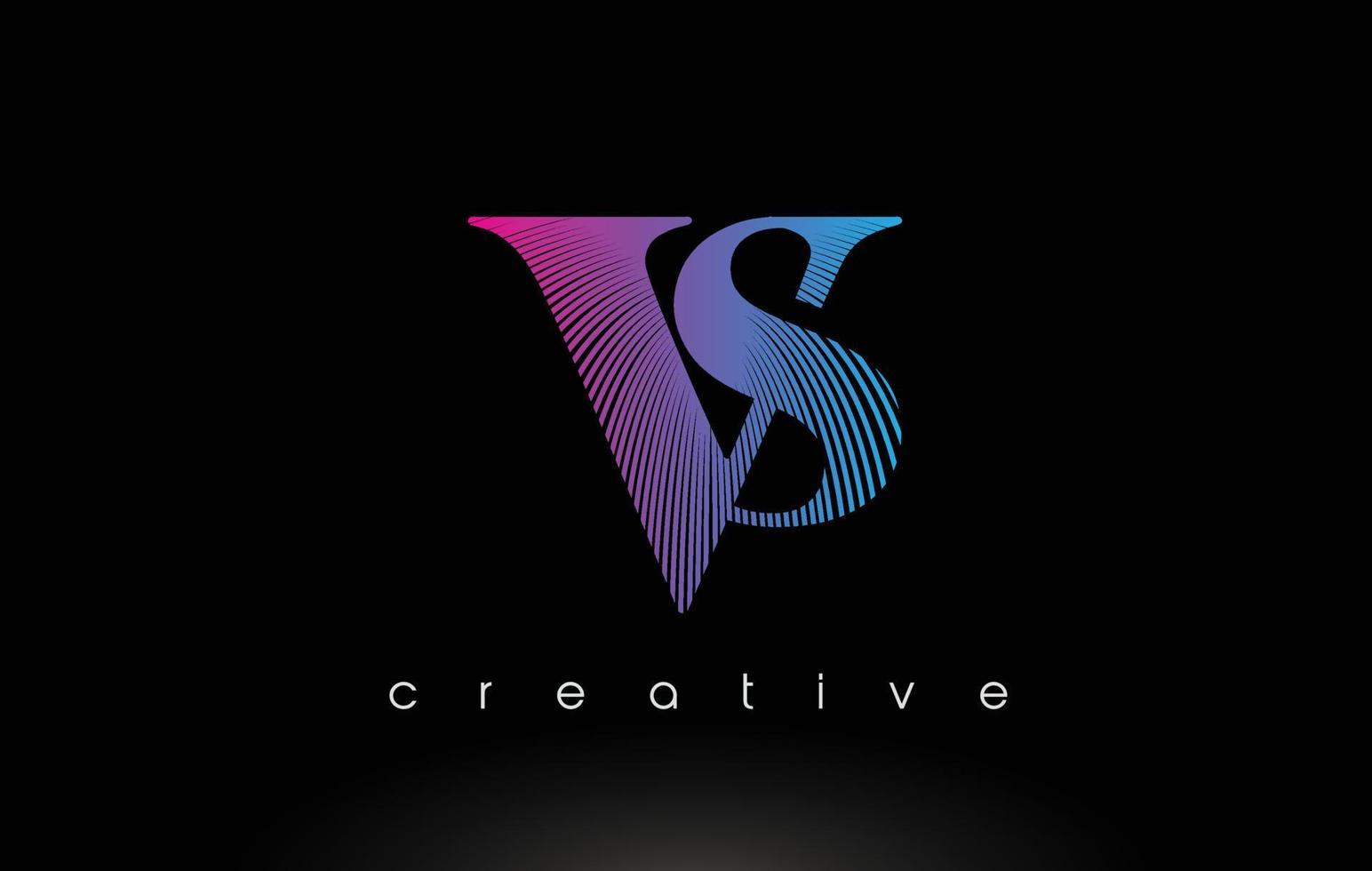 VS Logo Design With Multiple Lines and Purple Blue Colors. vector