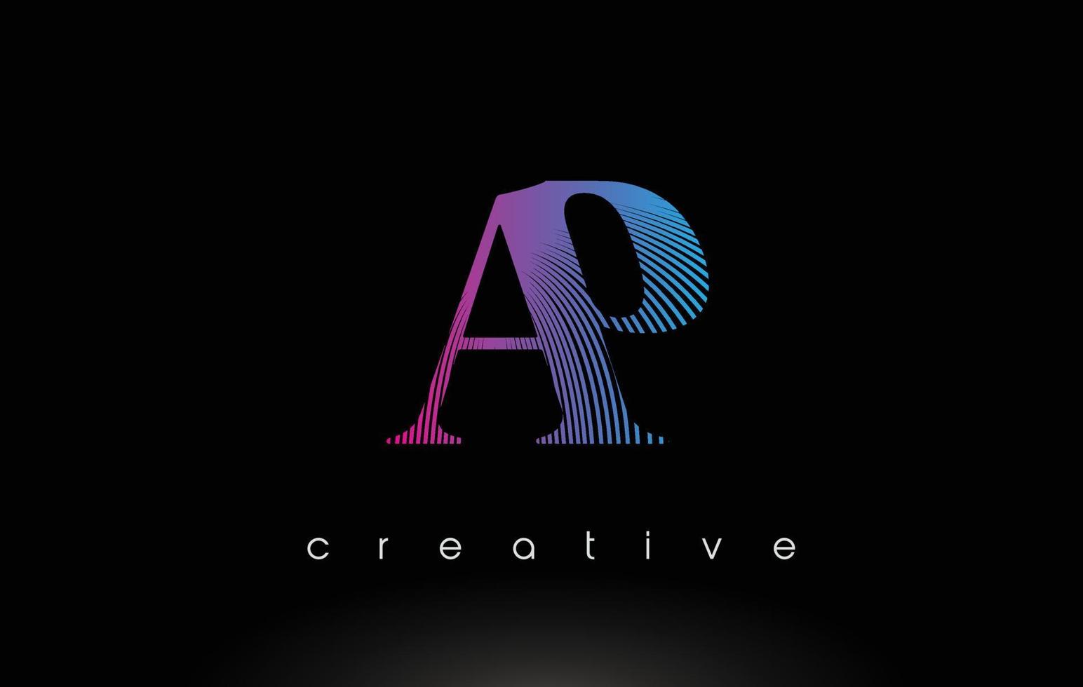 AP Logo Design With Multiple Lines and Purple Blue Colors. vector