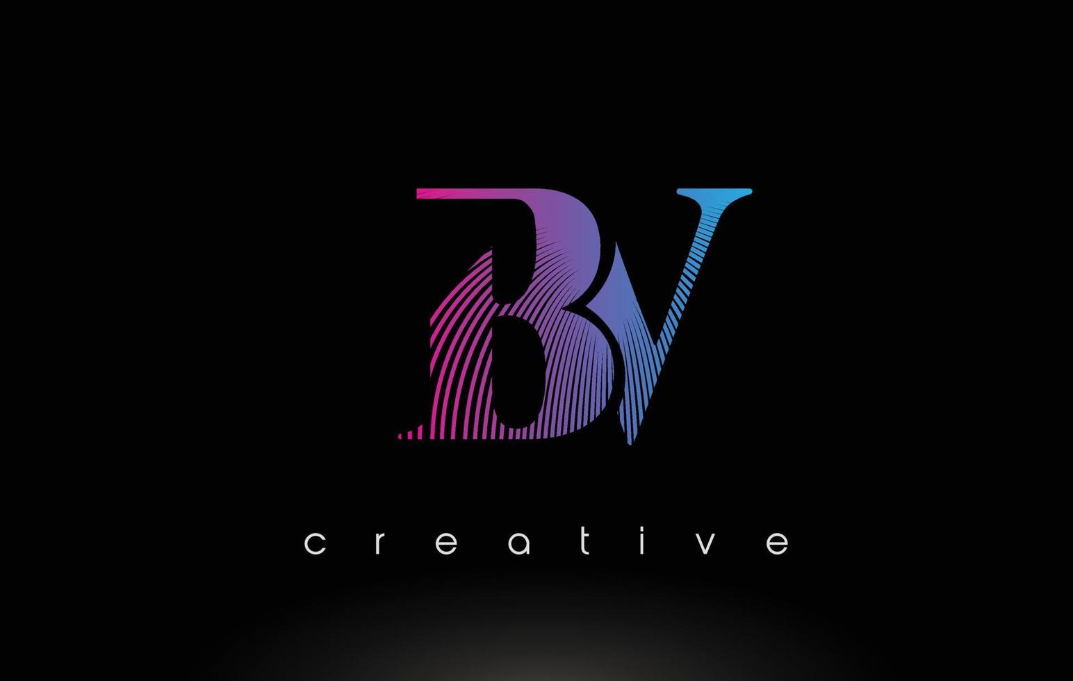 Diseño de logotipo bv con múltiples líneas y colores azul violeta. vector