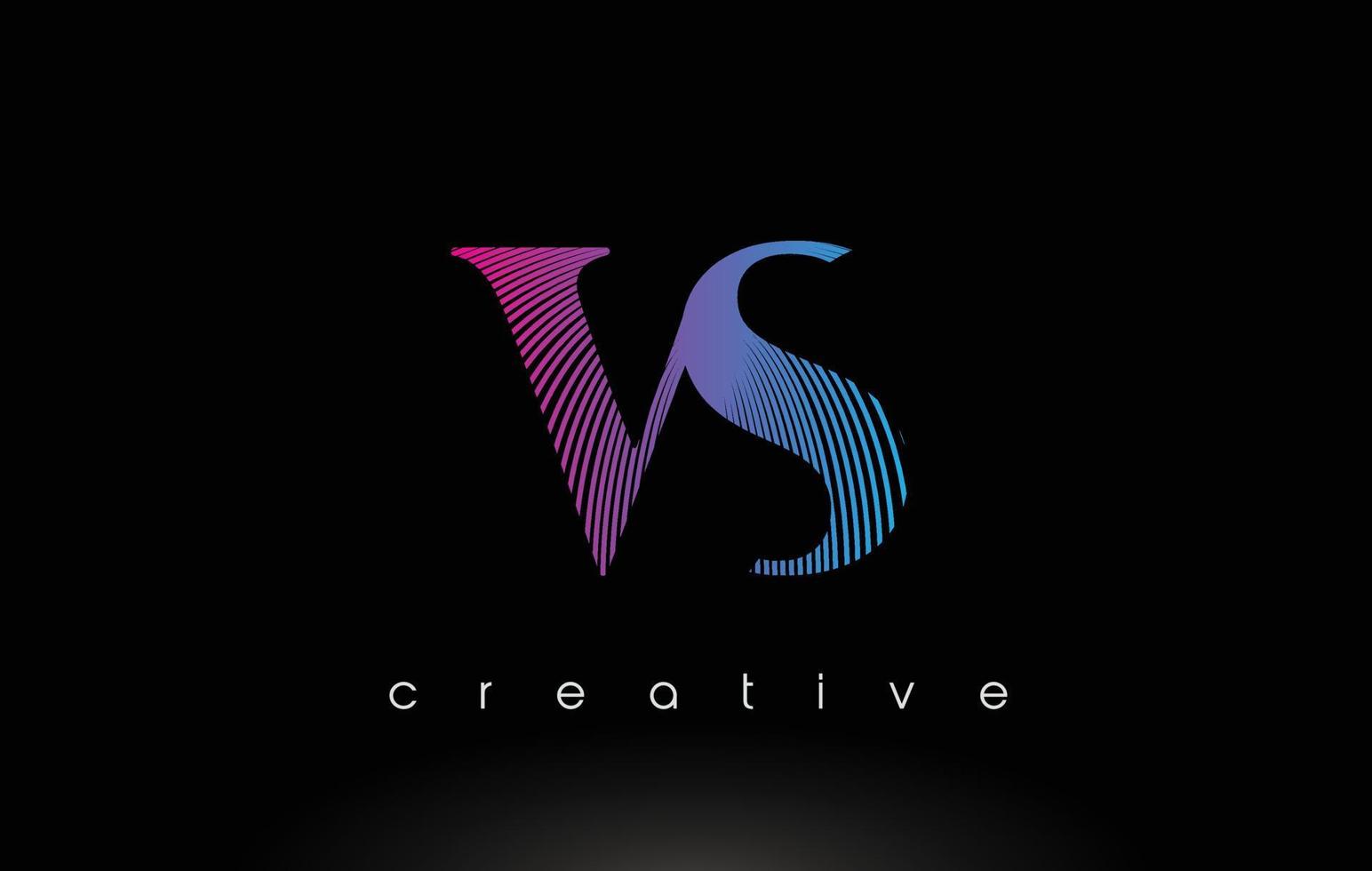 VS Logo Design With Multiple Lines and Purple Blue Colors. vector