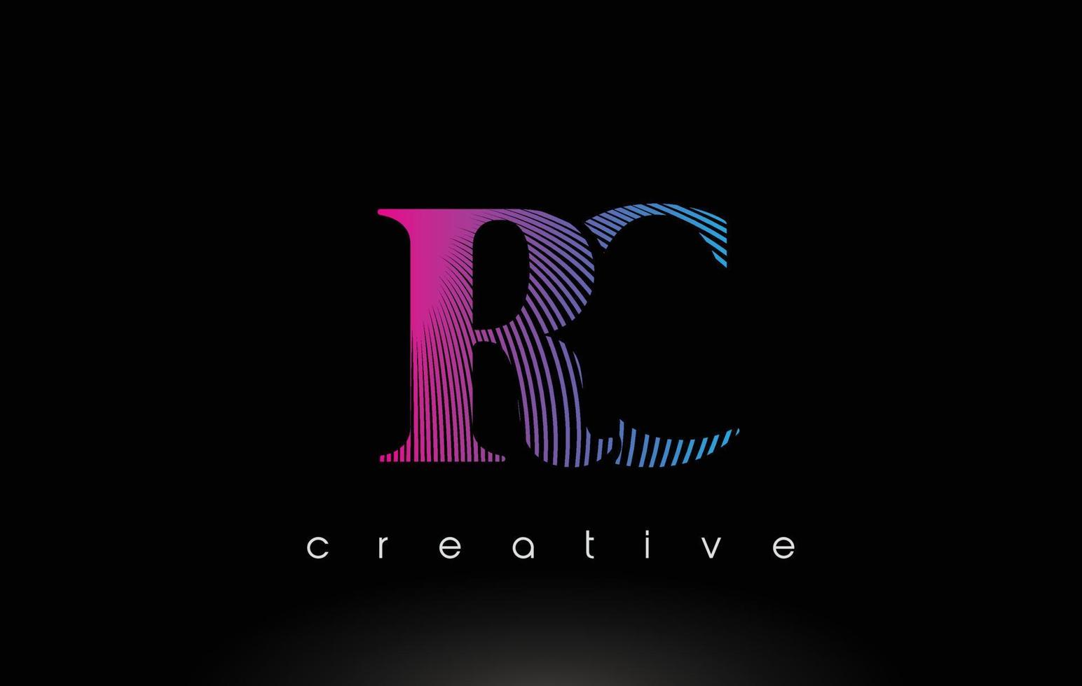 RC Logo Design With Multiple Lines and Purple Blue Colors. vector