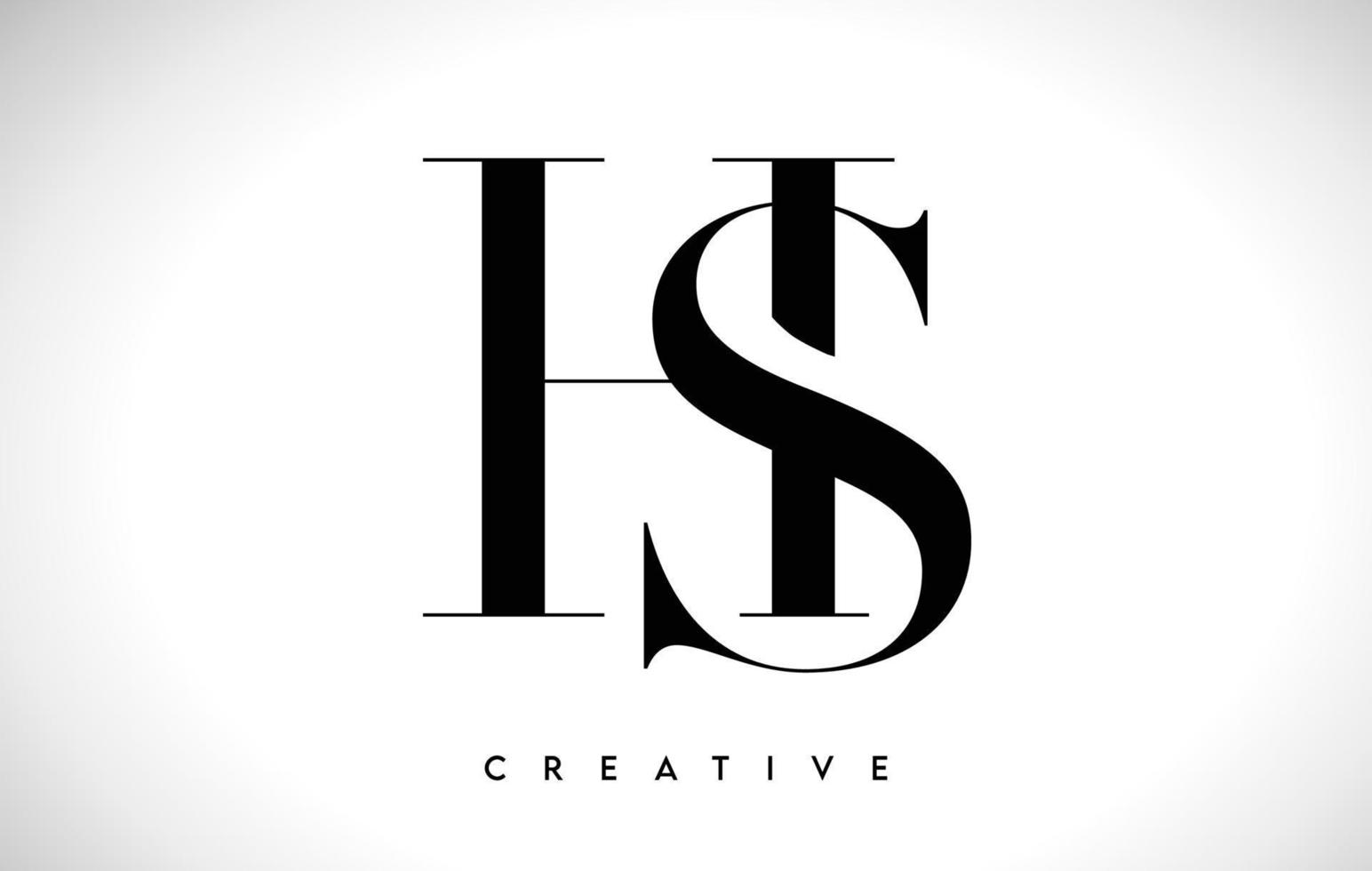 HS Artistic Letter Logo Design with Serif Font in Black and White Colors Vector Illustration