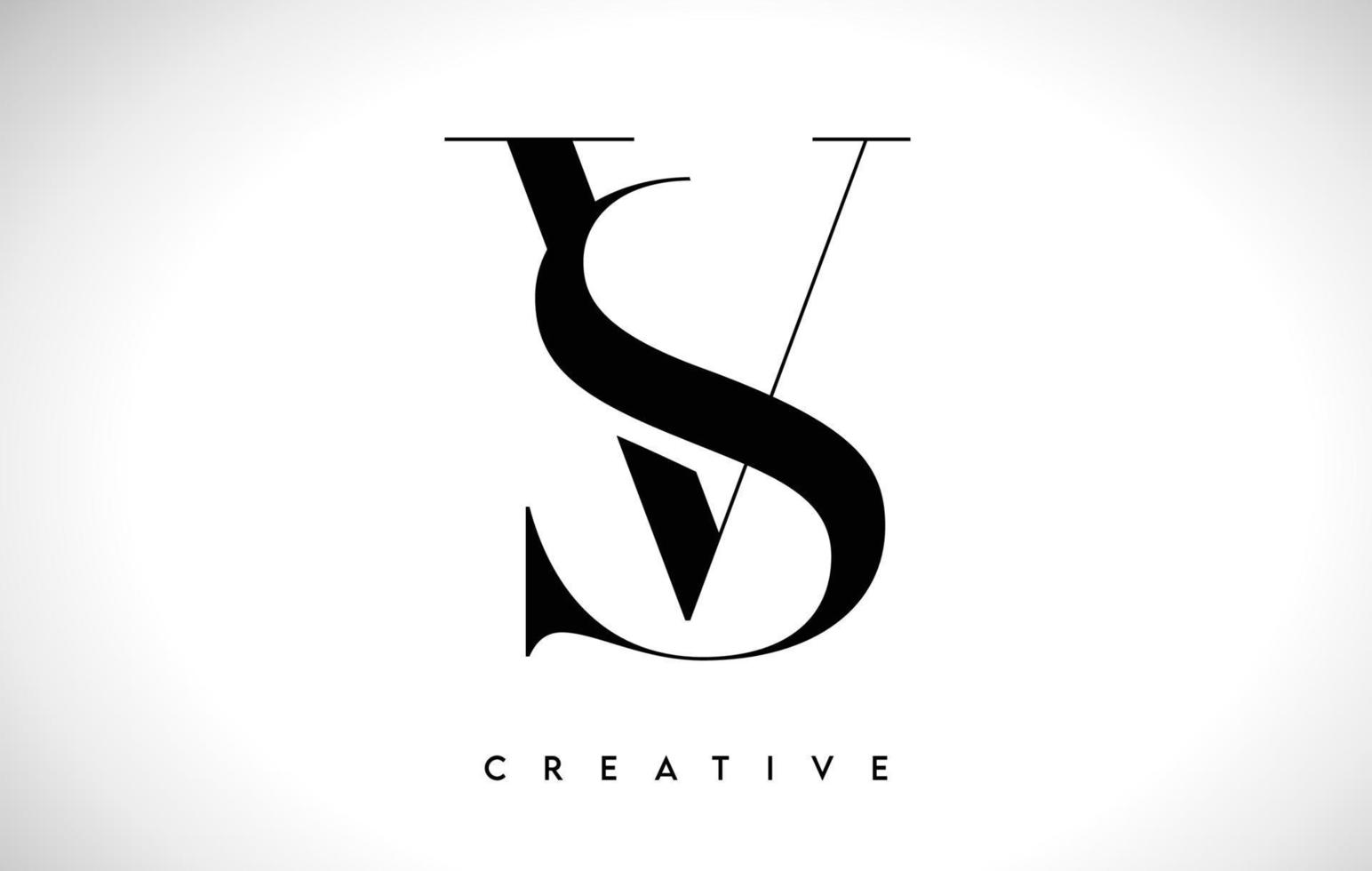 SV Artistic Letter Logo Design with Serif Font in Black and White Colors Vector Illustration