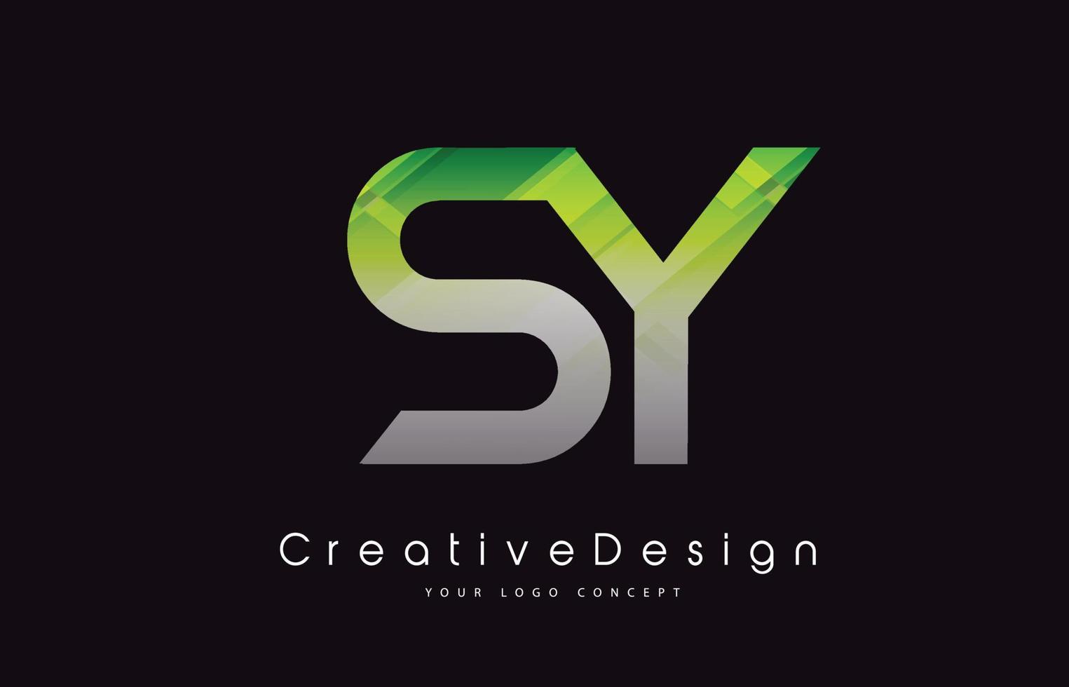 diseño del logotipo de la letra sy. textura verde icono creativo letras modernas vector logo.