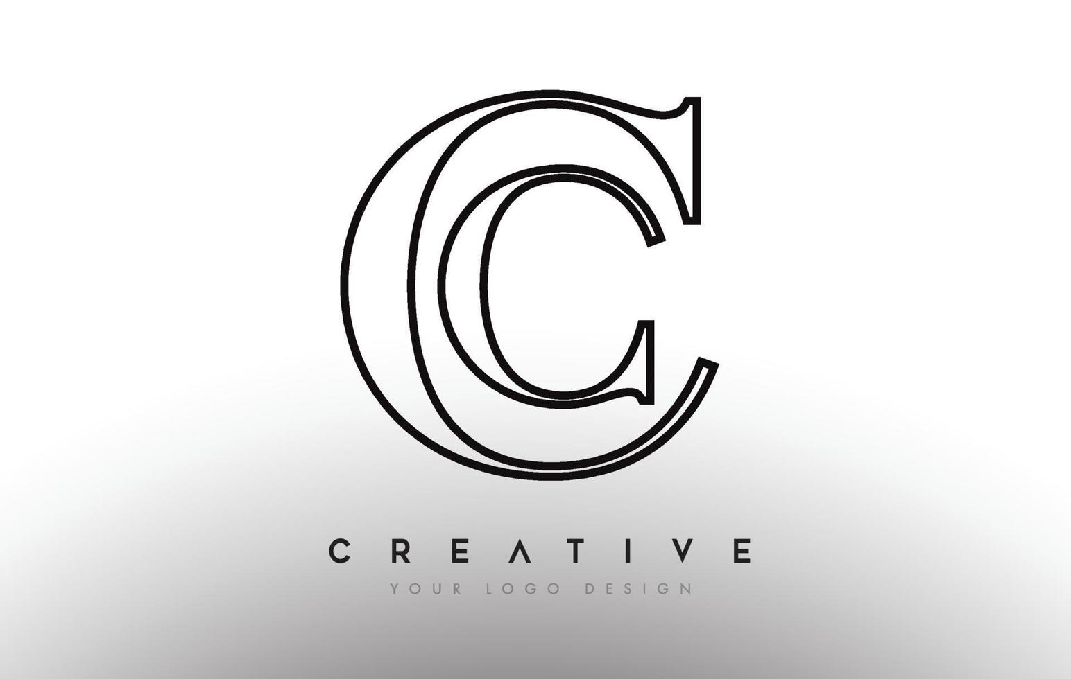 CC cc letter design logo logotype icon concept with serif font and classic elegant style look vector
