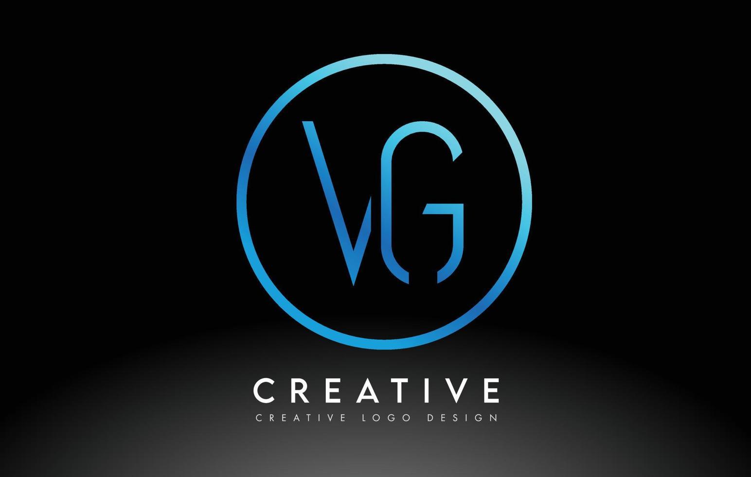 Neon Blue VG Letters Logo Design Slim. Creative Simple Clean Letter Concept. vector