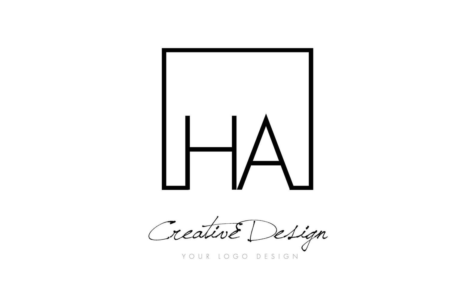 HA Square Frame Letter Logo Design with Black and White Colors. vector