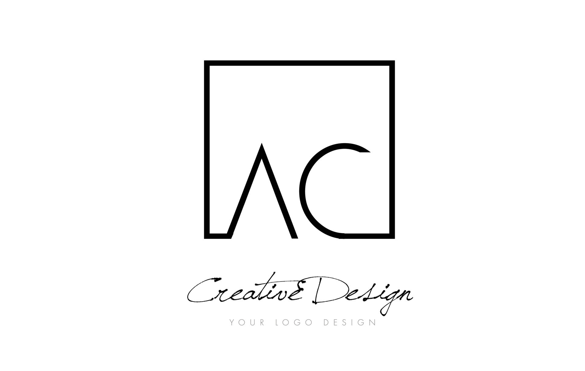 AC Square Frame Letter Logo Design with Black and White Colors. 8533359