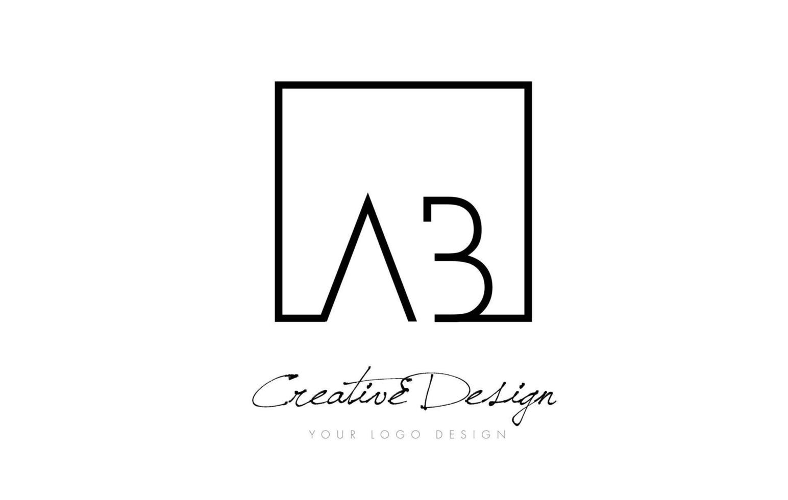 Diseño de logotipo de letra de marco cuadrado ab con colores blanco y negro. vector