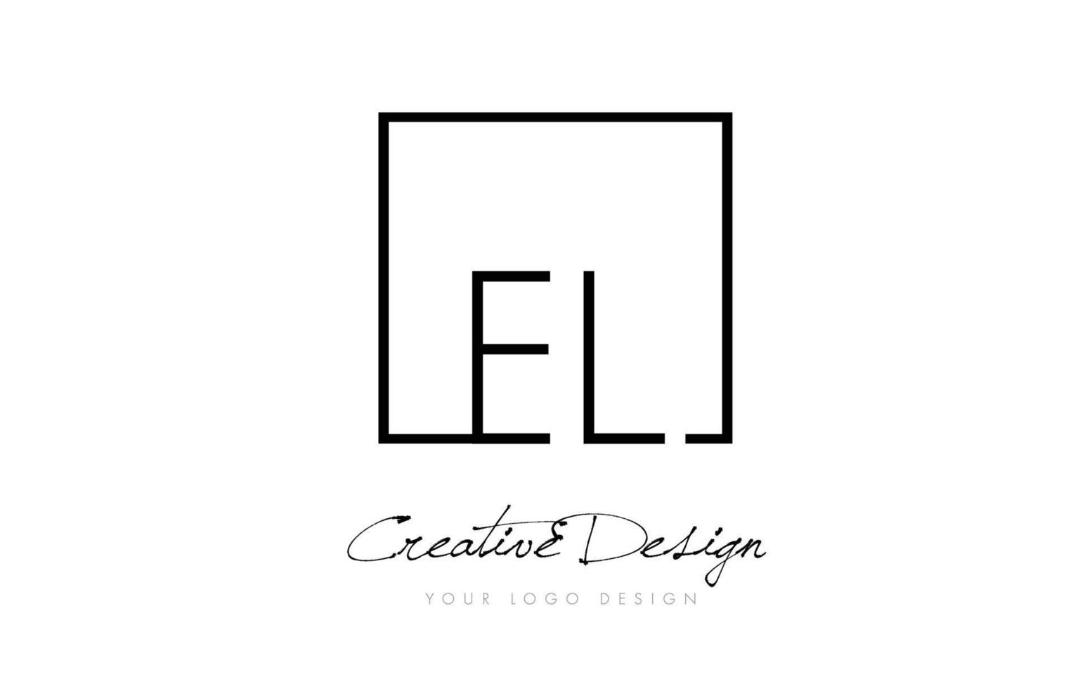 EL Square Frame Letter Logo Design with Black and White Colors. vector