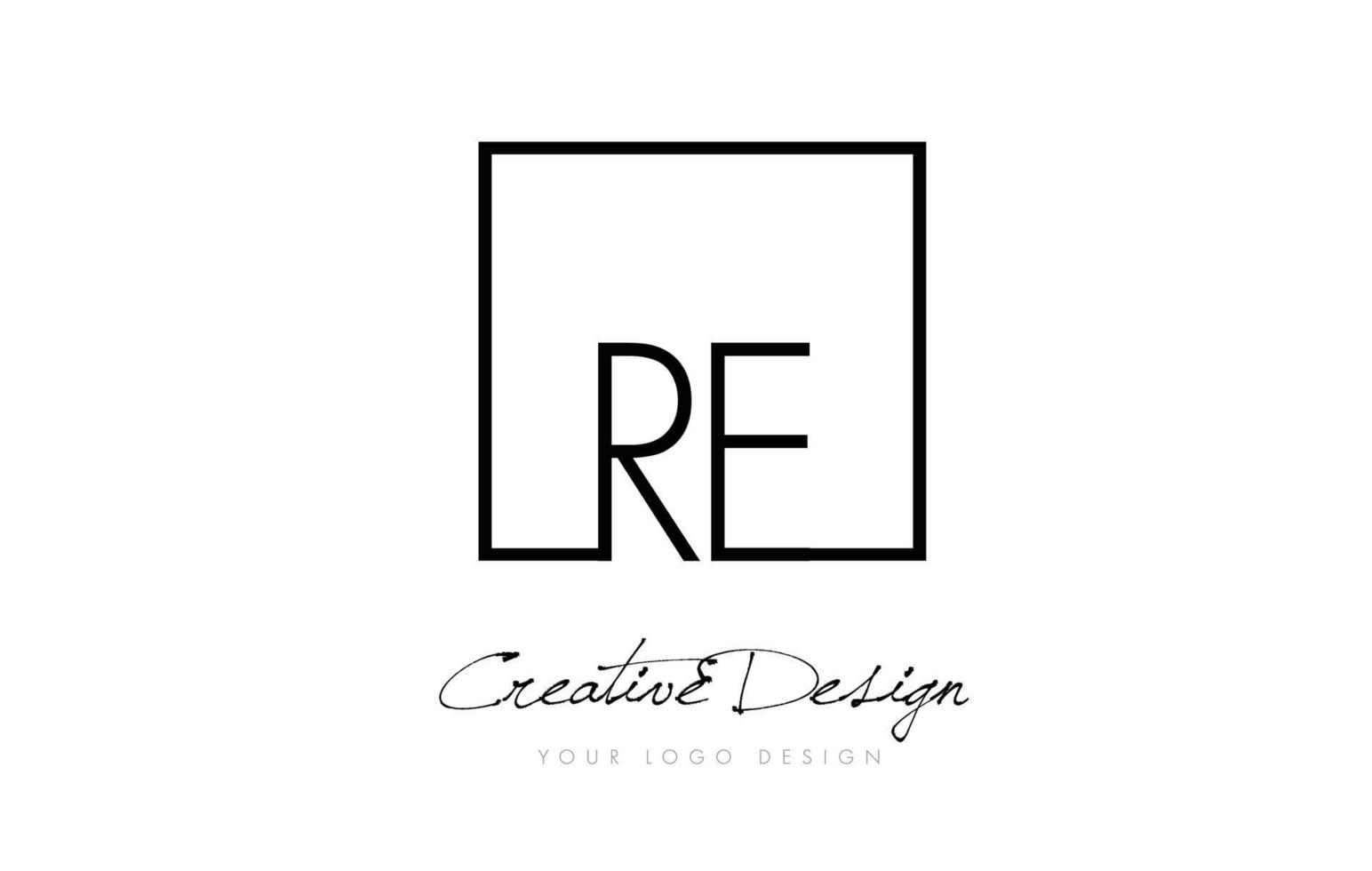 RE Square Frame Letter Logo Design with Black and White Colors. vector