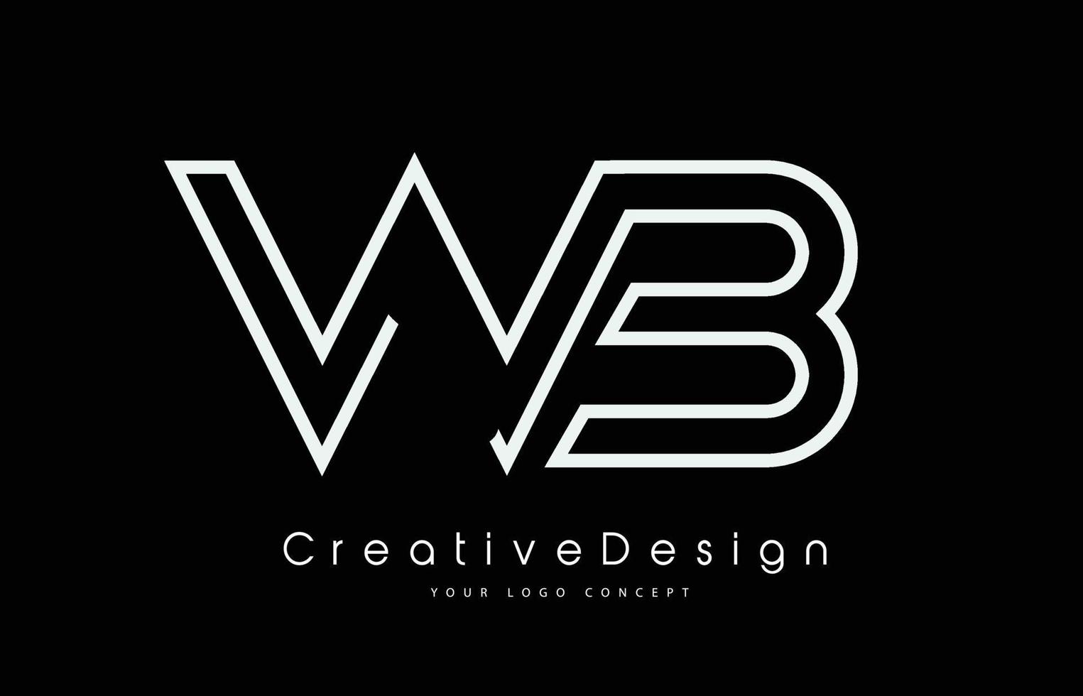 diseño del logotipo de la letra wb wb en colores blancos. vector