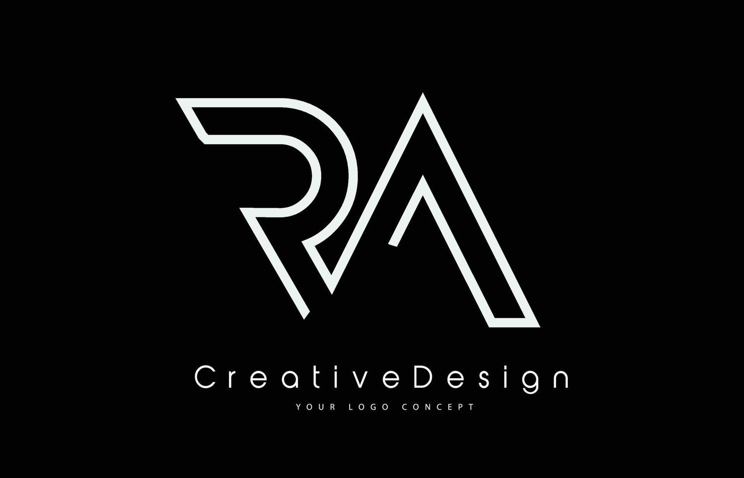 diseño del logotipo de la letra ra ra en colores blancos vector