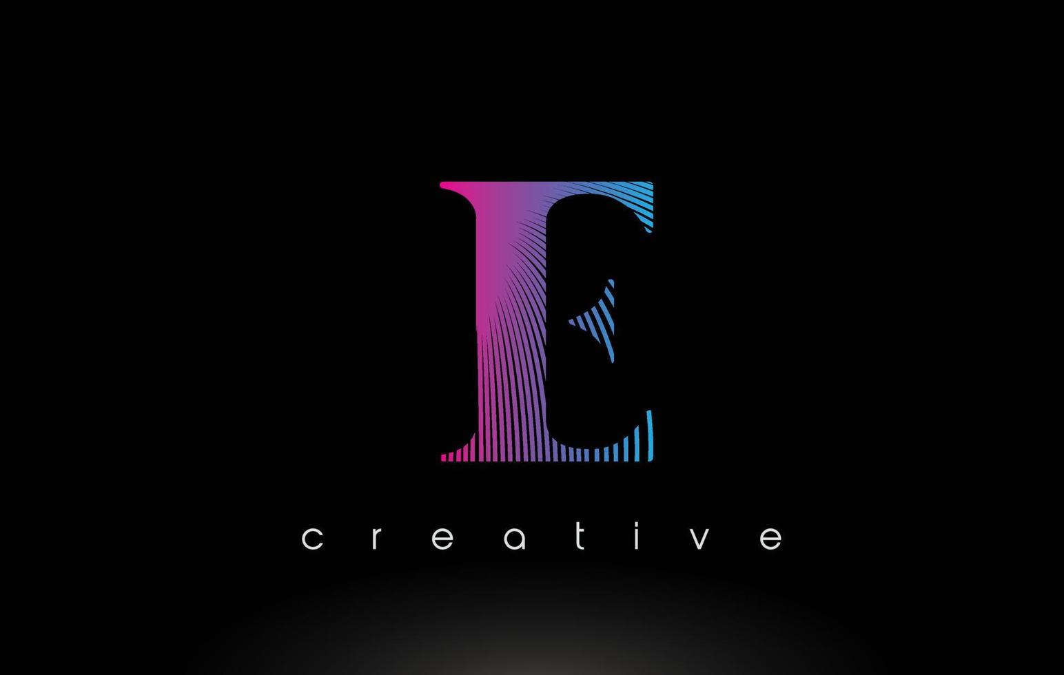 E Logo Design With Multiple Lines and Purple Blue Colors. vector