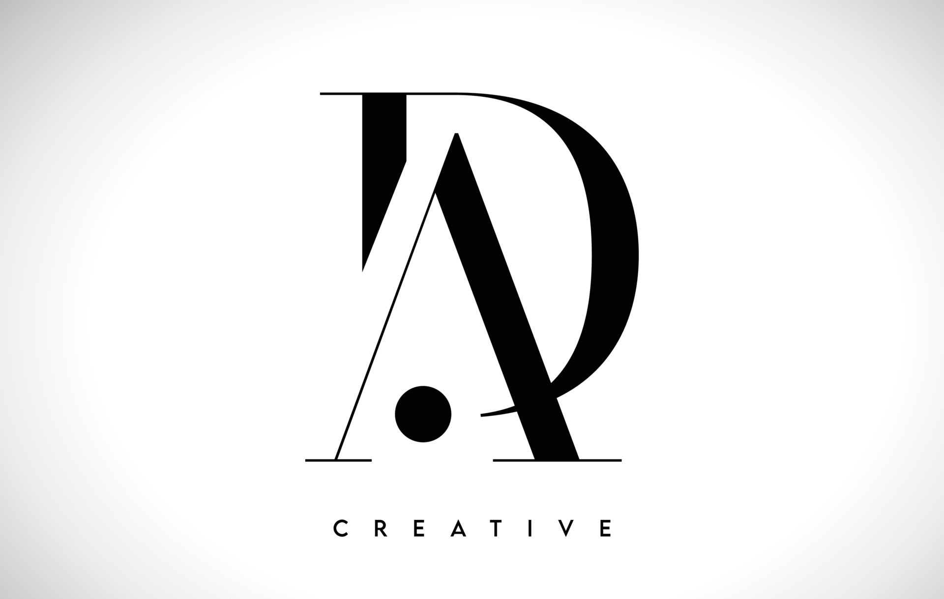 AD Artistic Letter Logo Design with Serif Font in Black and White