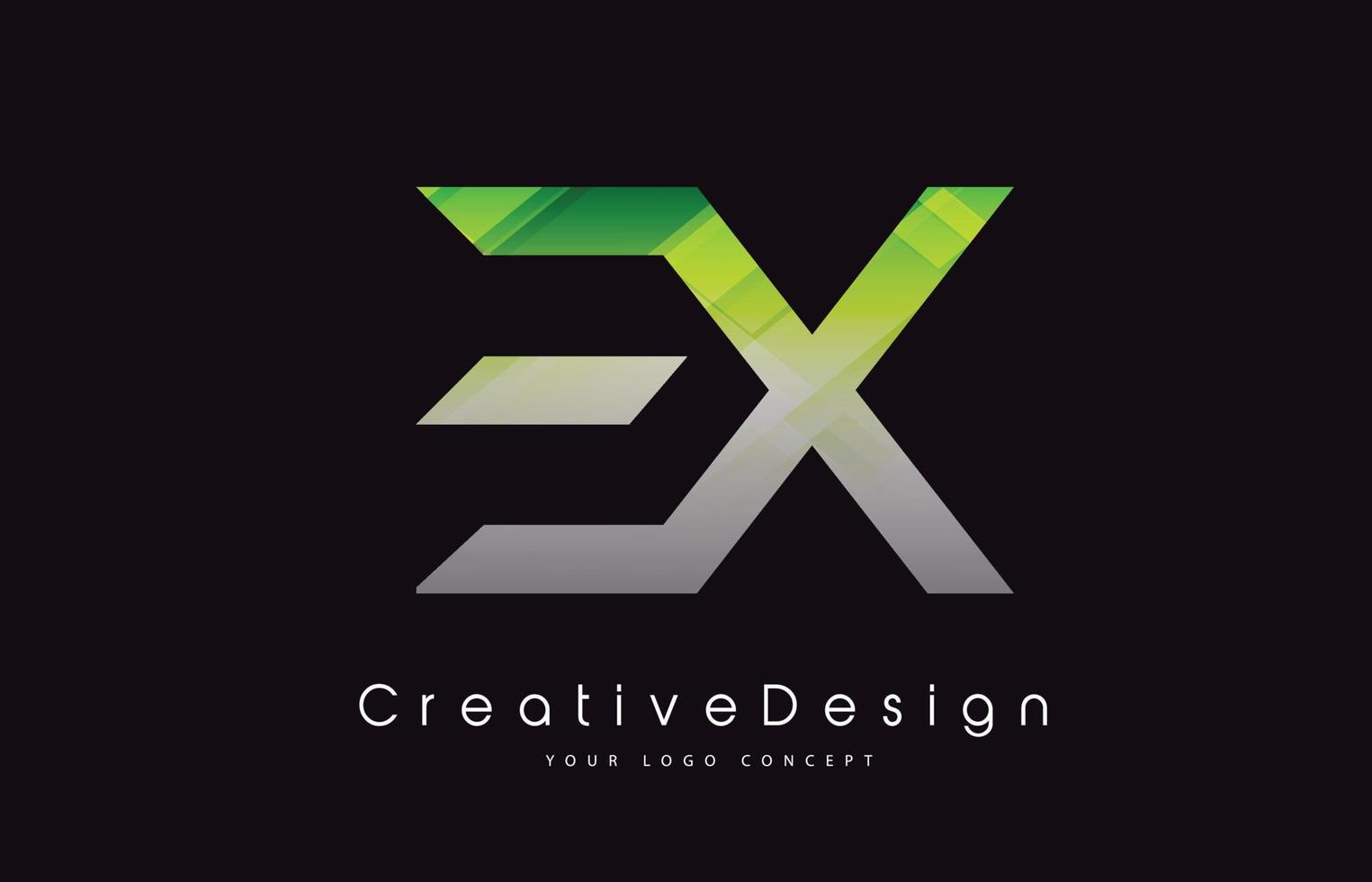 diseño de logotipo de carta ex. textura verde icono creativo letras modernas vector logo.