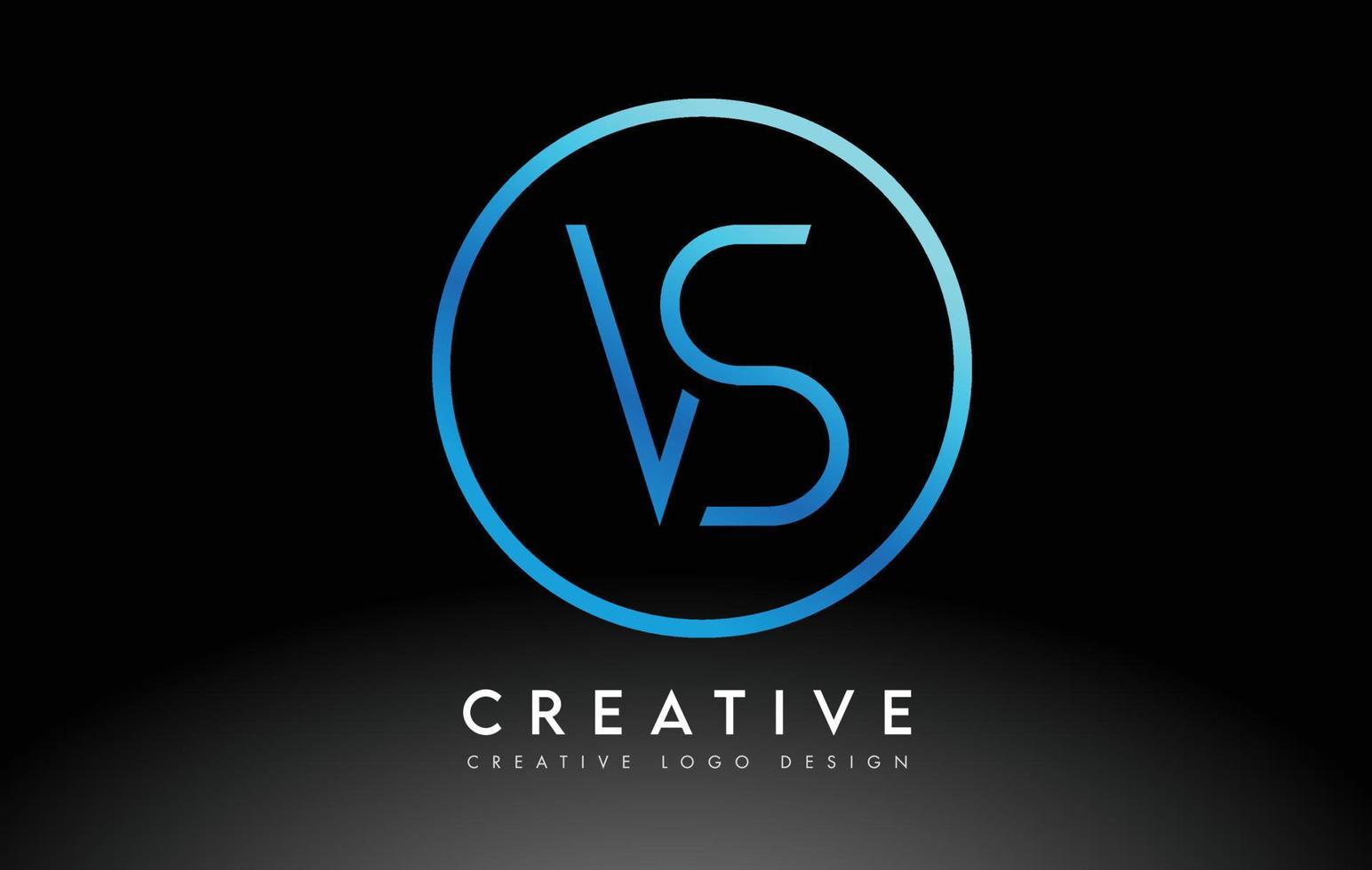 Neon Blue VS Letters Logo Design Slim. Creative Simple Clean Letter Concept. vector