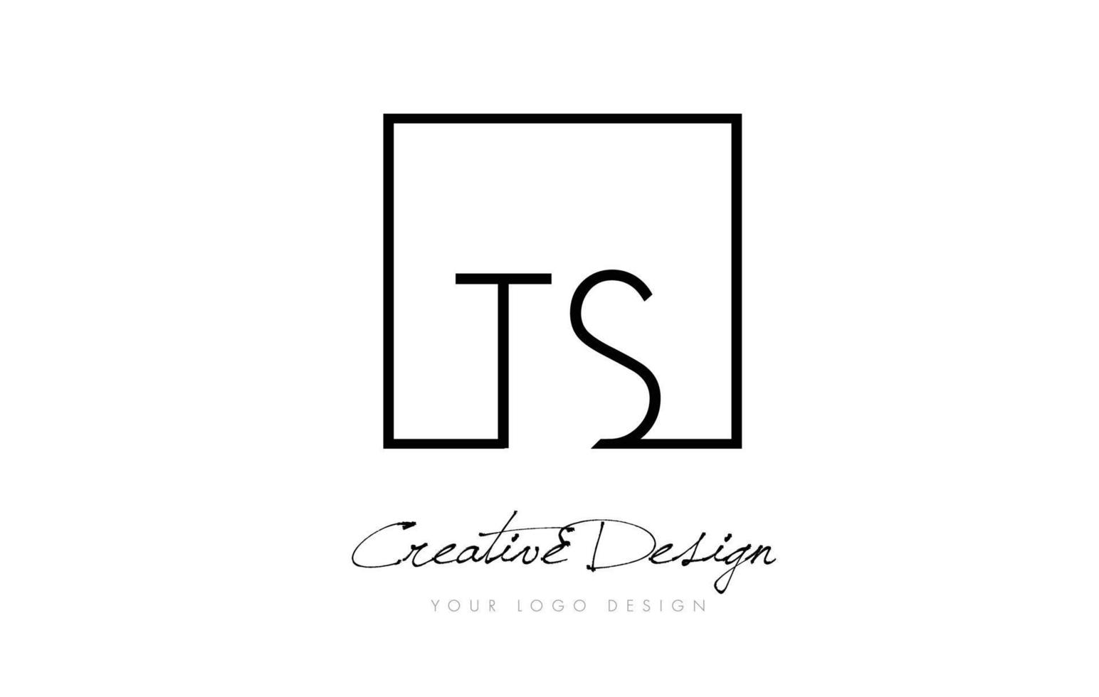 TS Square Frame Letter Logo Design with Black and White Colors. vector