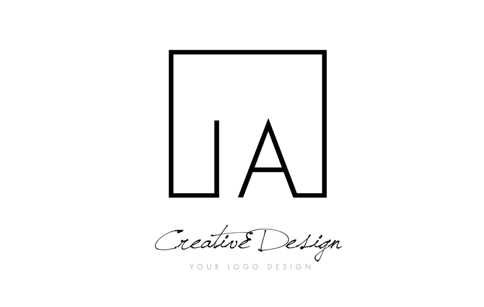 Diseño de logotipo de letra de marco cuadrado ia con colores blanco y negro. vector