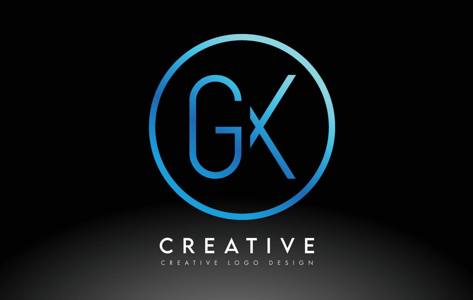 Neon Blue GX Letters Logo Design Slim. Creative Simple Clean Letter Concept. vector