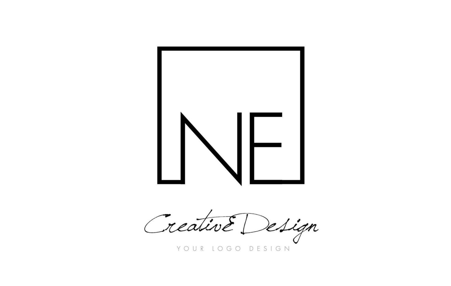 NE Square Frame Letter Logo Design with Black and White Colors. vector