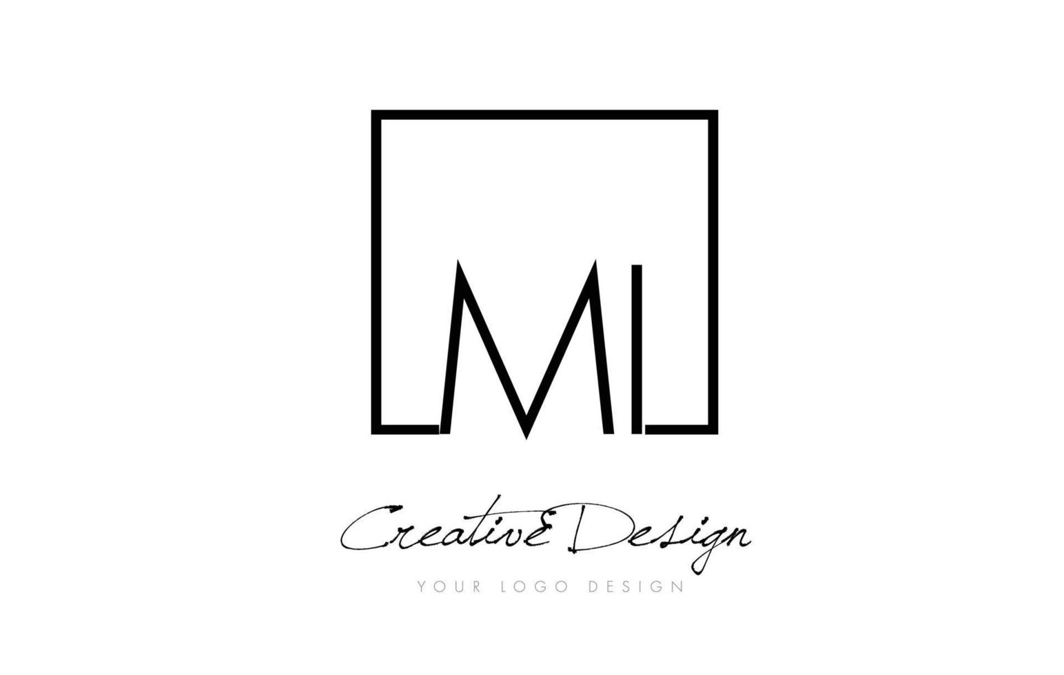 MI Square Frame Letter Logo Design with Black and White Colors. vector