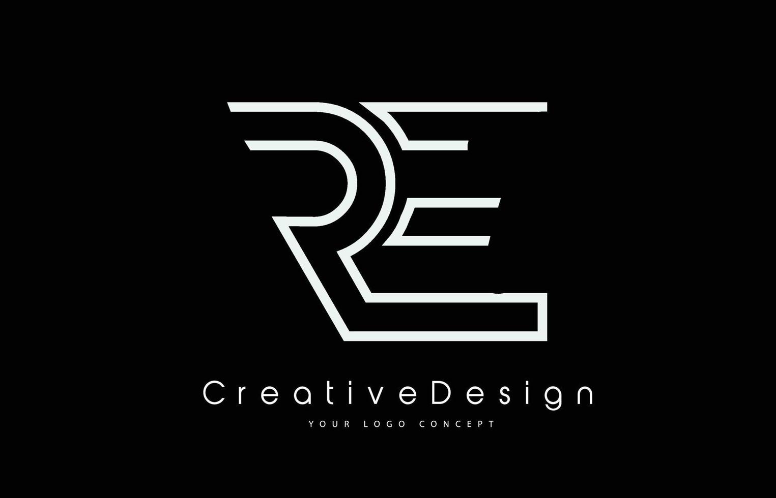 RE R E Letter Logo Design in White Colors. vector