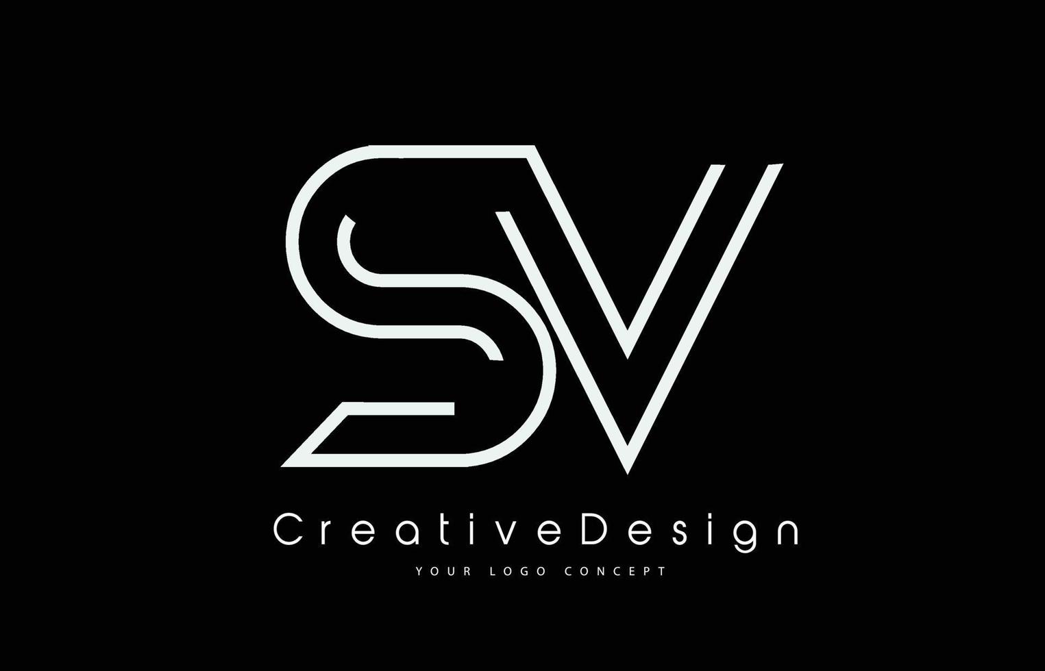 Diseño del logotipo de la letra sv sv en colores blancos. vector