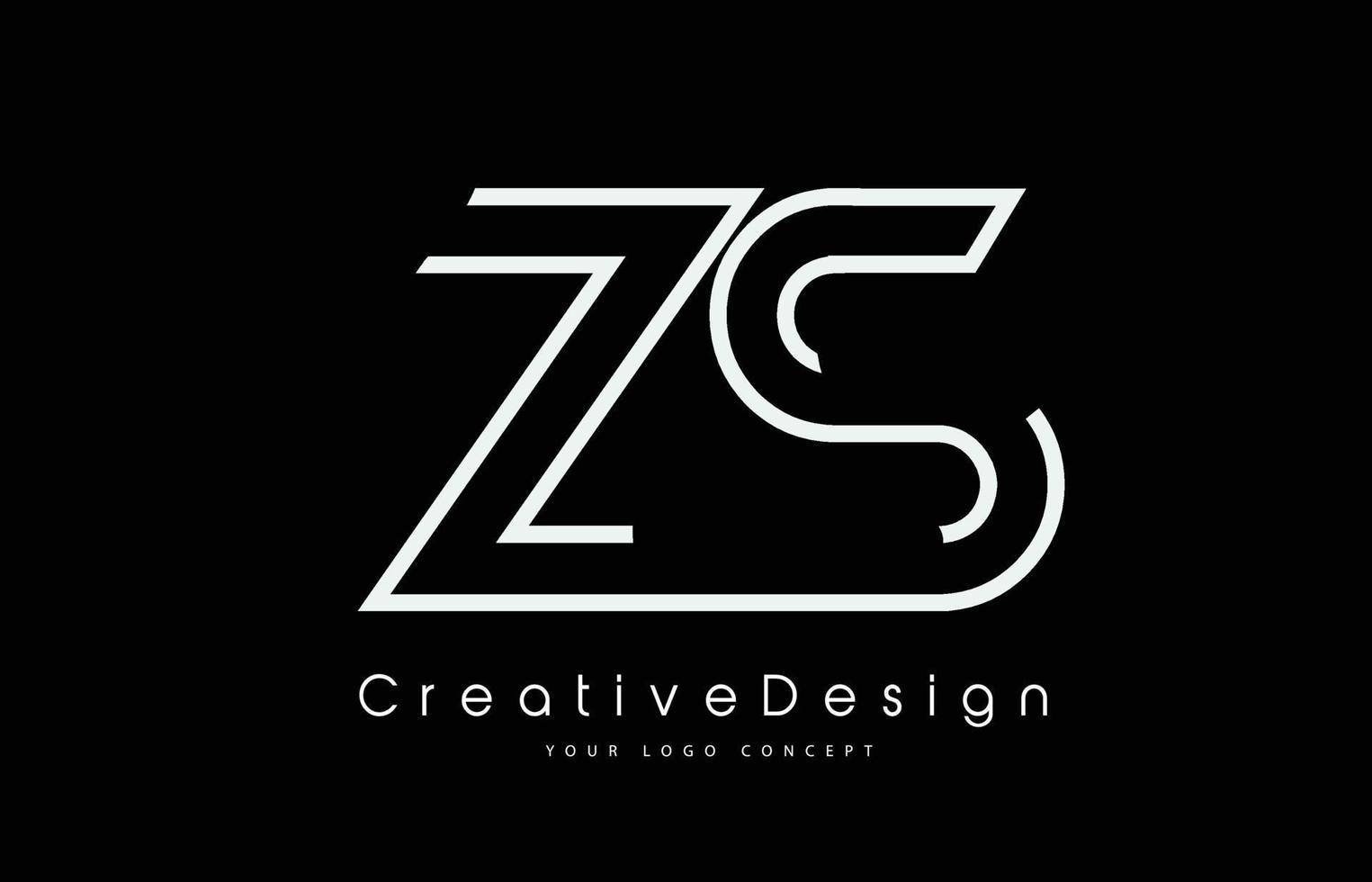 Diseño del logotipo de la letra zs zs en colores blancos. vector