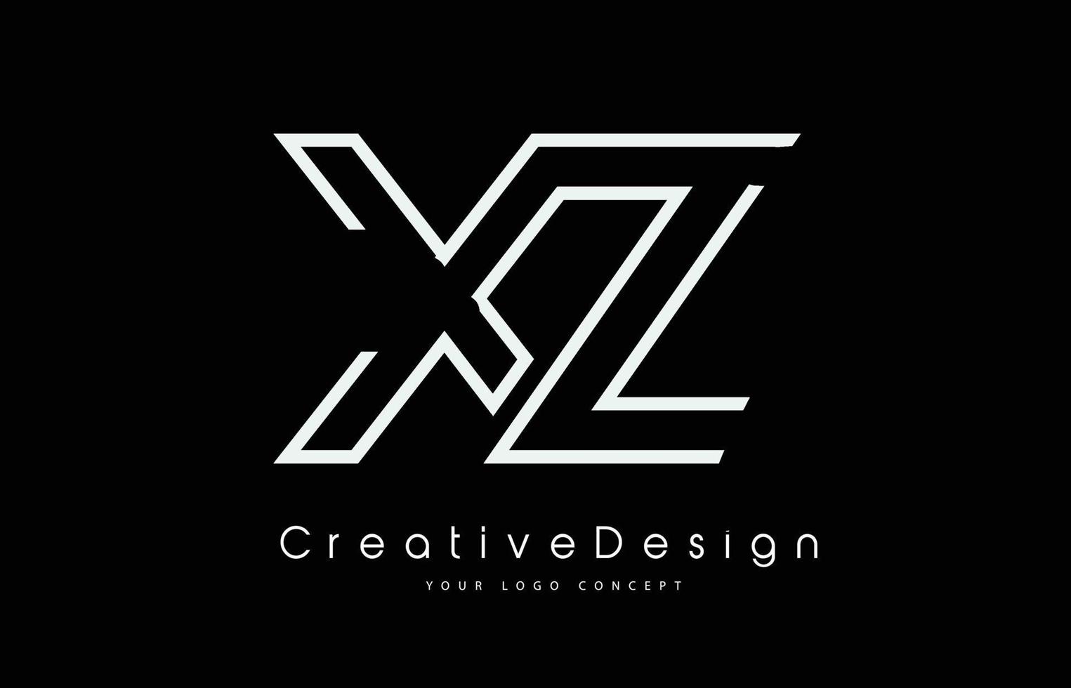 Diseño del logotipo de la letra xz xz en colores blancos. vector