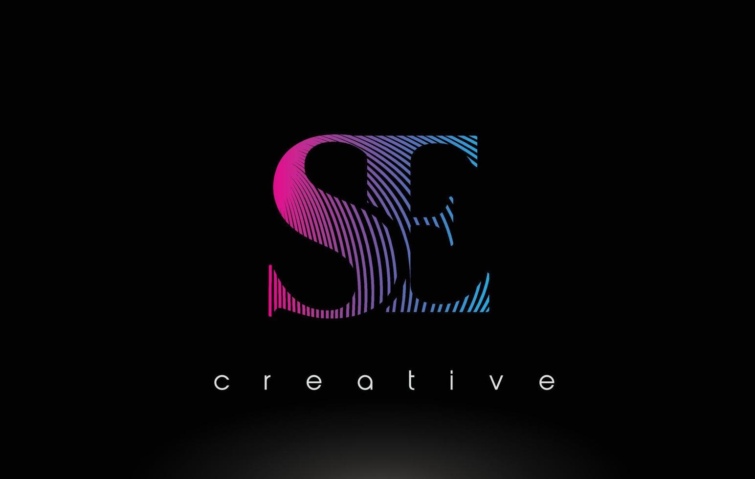 SE Logo Design With Multiple Lines and Purple Blue Colors. vector