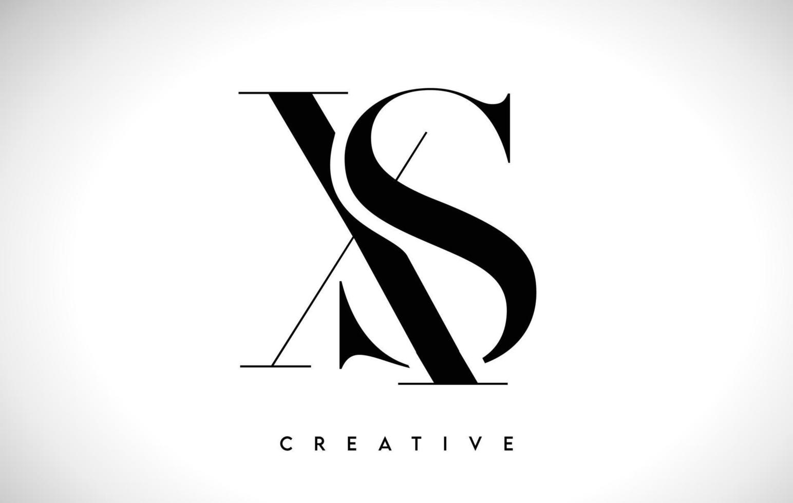 xs diseño de logotipo de letra artística con fuente serif en colores blanco y negro ilustración vectorial vector