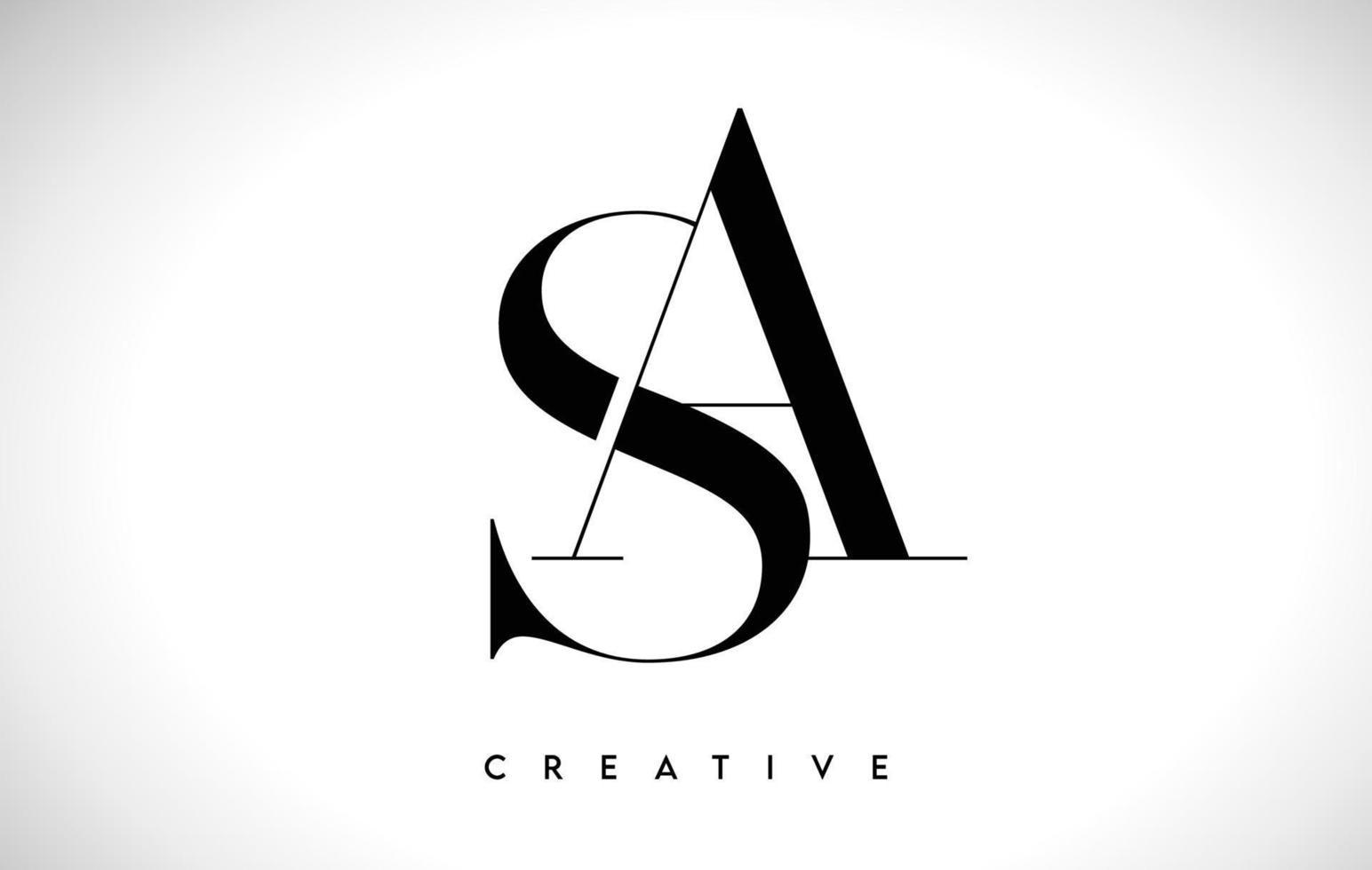 sa diseño de logotipo de letra artística con fuente serif en colores blanco y negro ilustración vectorial vector