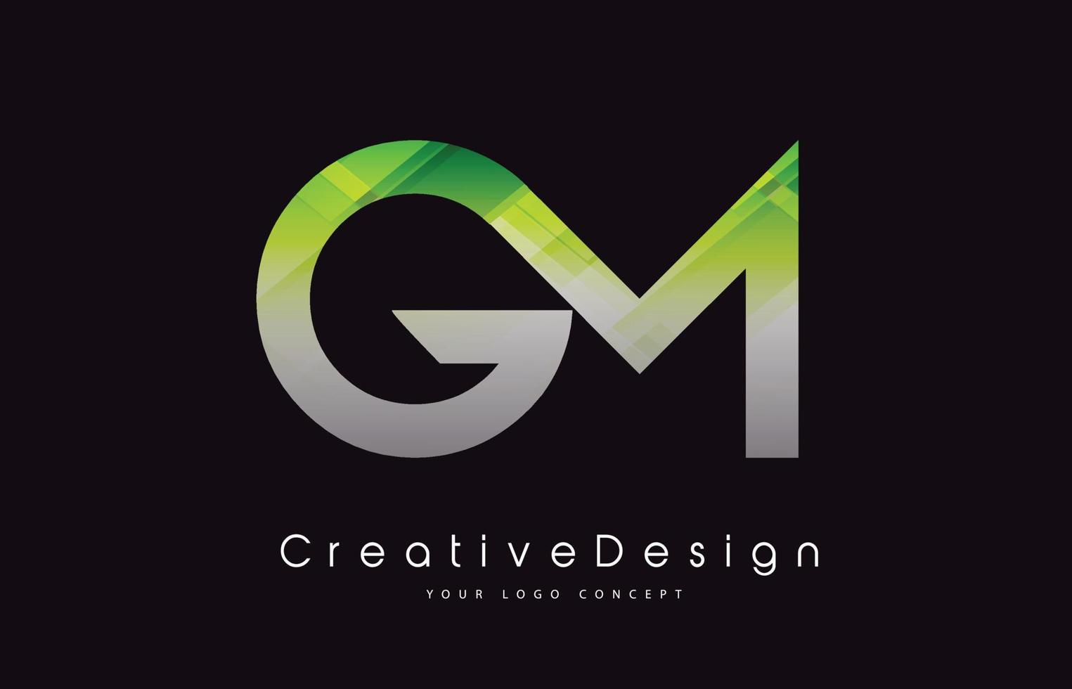 diseño del logotipo de la letra gm. textura verde icono creativo letras modernas vector logo.