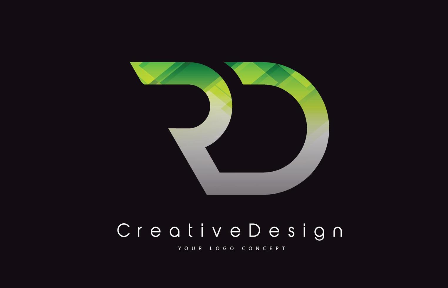 diseño del logotipo de la letra rd. textura verde icono creativo letras modernas vector logo.