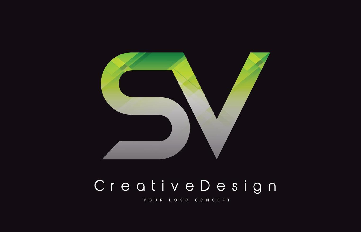 diseño del logotipo de la letra sv. textura verde icono creativo letras modernas vector logo.