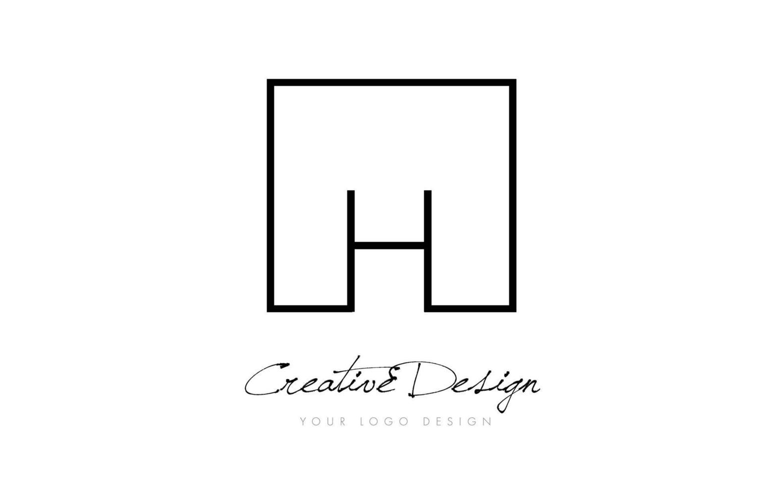 H Square Frame Letter Logo Design with Black and White Colors. vector