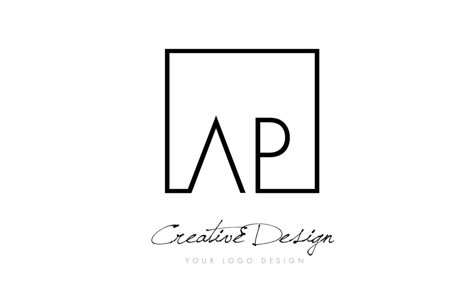 AP Square Frame Letter Logo Design with Black and White Colors. vector