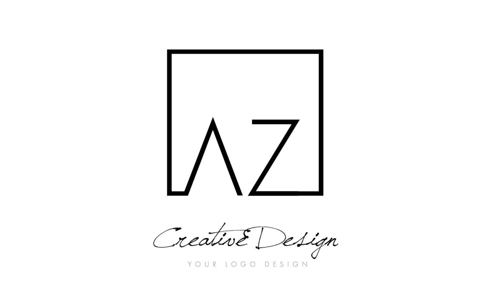 Diseño de logotipo de letra de marco cuadrado az con colores blanco y negro. vector