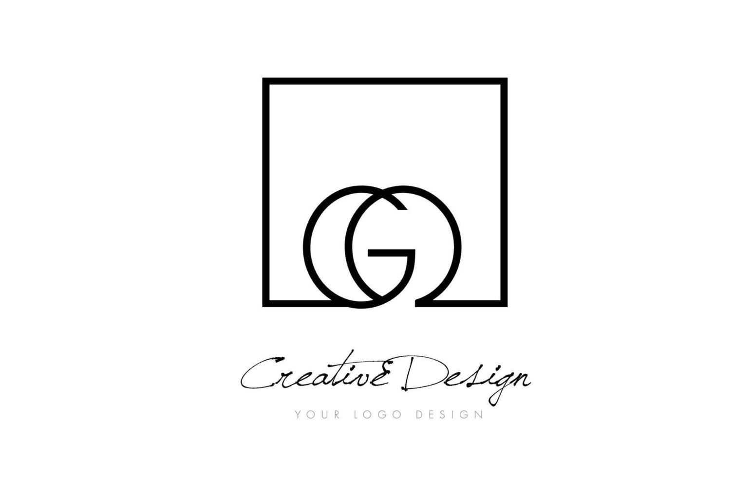 GO Square Frame Letter Logo Design with Black and White Colors. vector