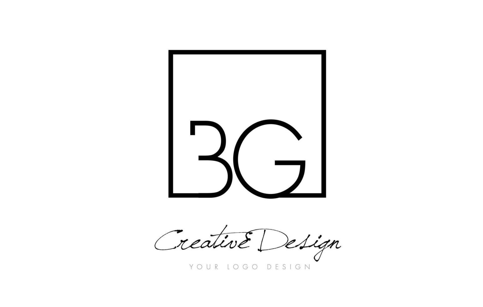 Diseño de logotipo de letra de marco cuadrado bg con colores blanco y negro. vector